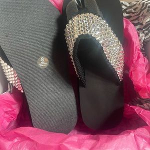 Swarovski flip flops size 8